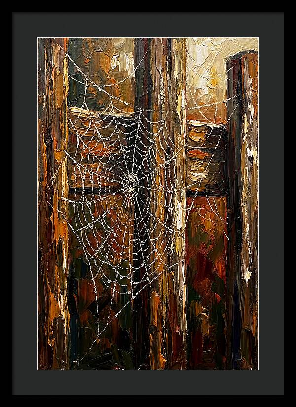 Autumn Spider Web With Dew