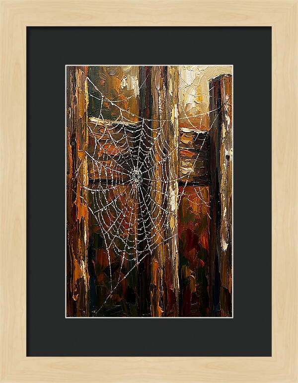 Autumn Spider Web With Dew