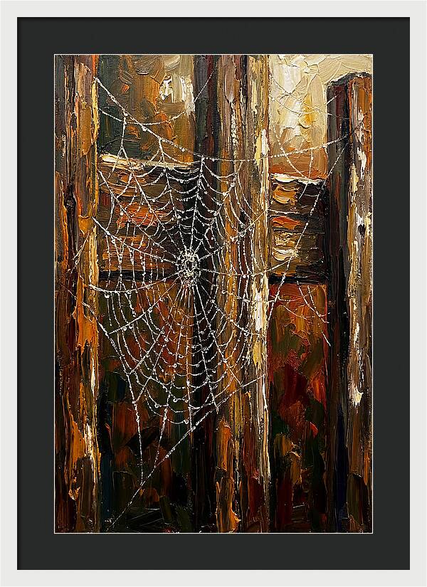 Autumn Spider Web With Dew