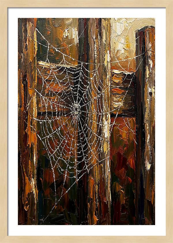 Autumn Spider Web With Dew