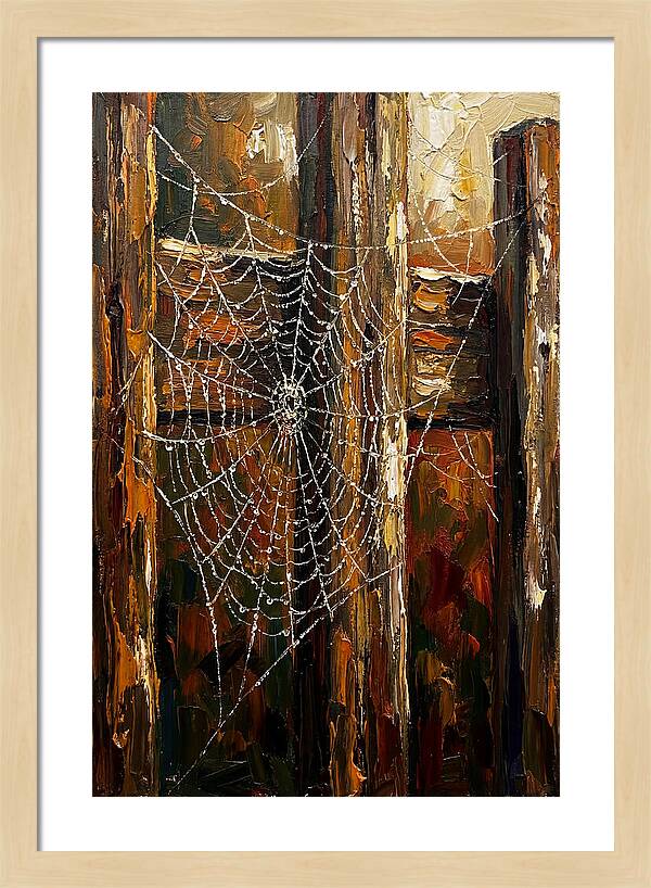 Autumn Spider Web With Dew