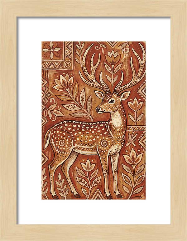 Axis Deer In Folk Art Style