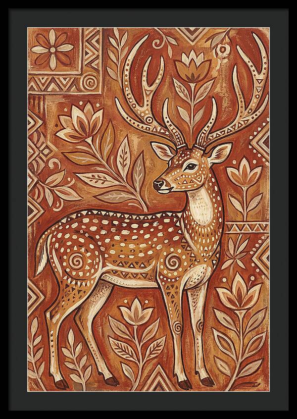 Axis Deer In Folk Art Style