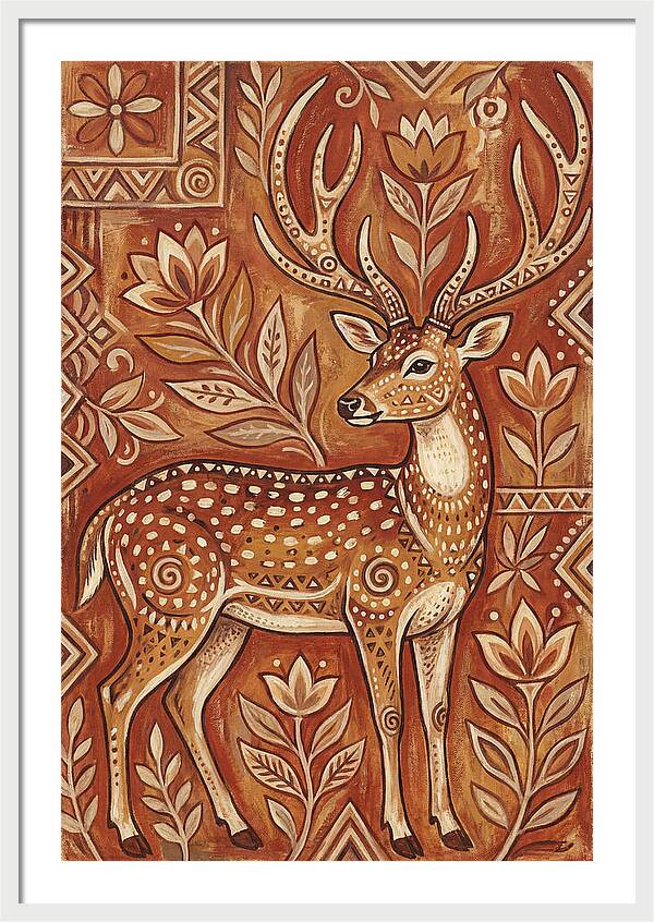 Axis Deer In Folk Art Style