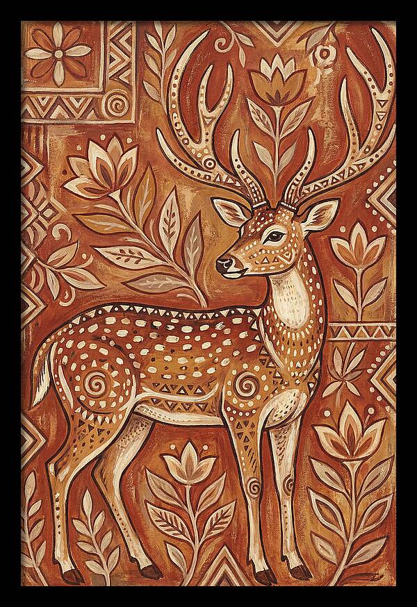 Axis Deer In Folk Art Style