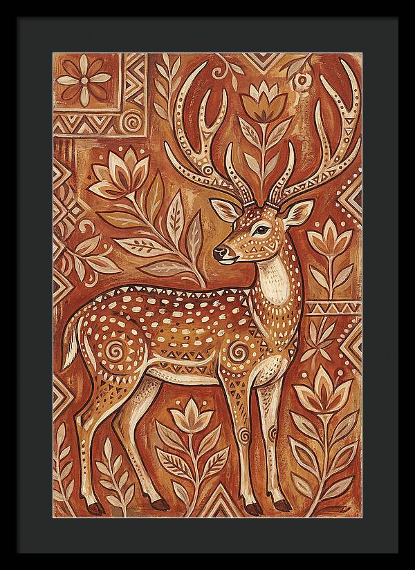 Axis Deer In Folk Art Style