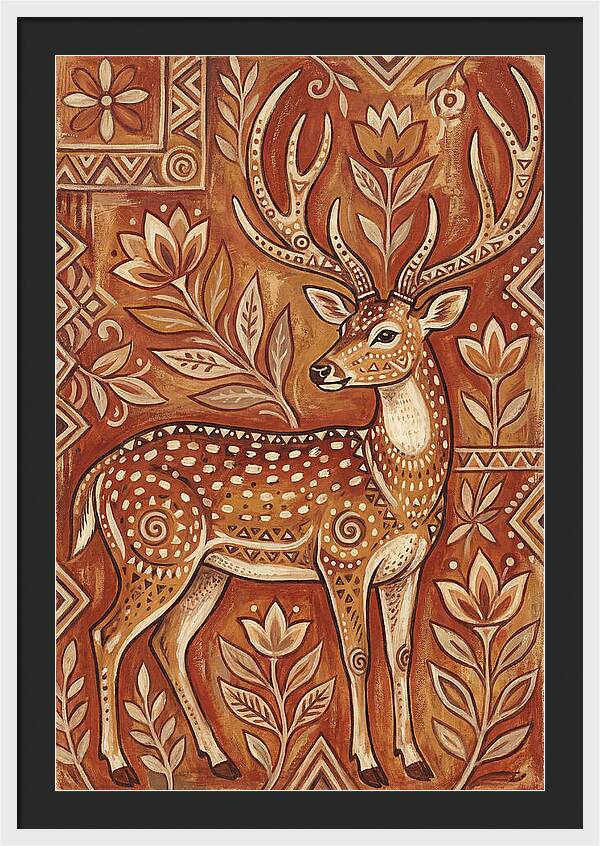 Axis Deer In Folk Art Style