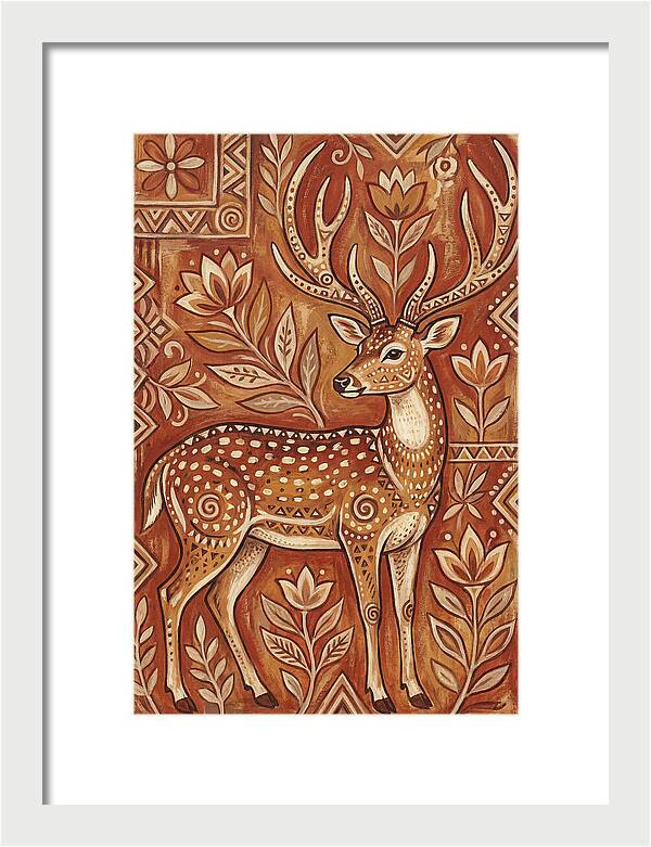 Axis Deer In Folk Art Style