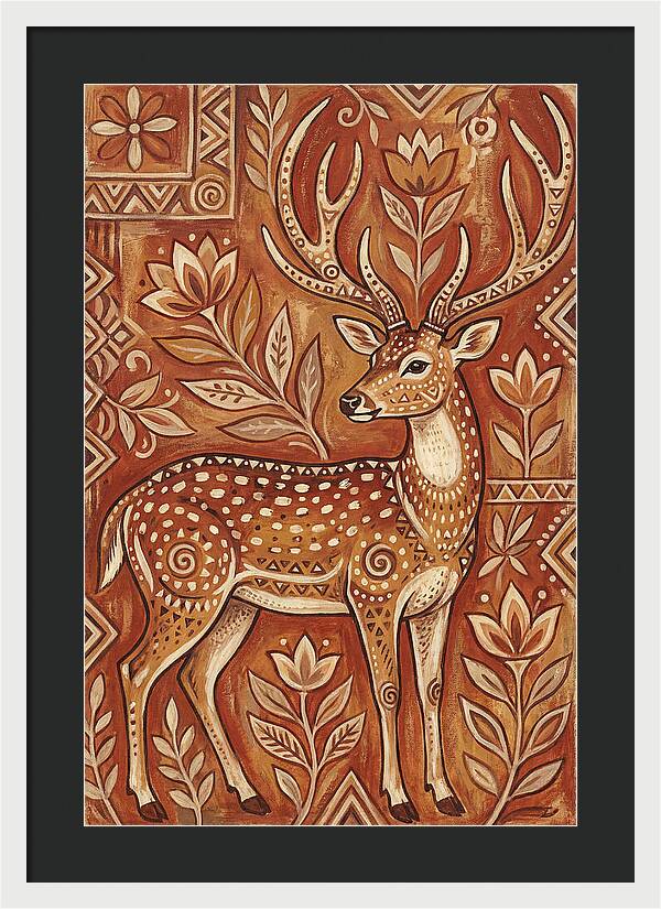 Axis Deer In Folk Art Style