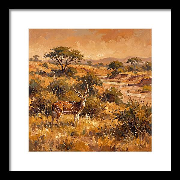 Axis Deer In Golden Landscape