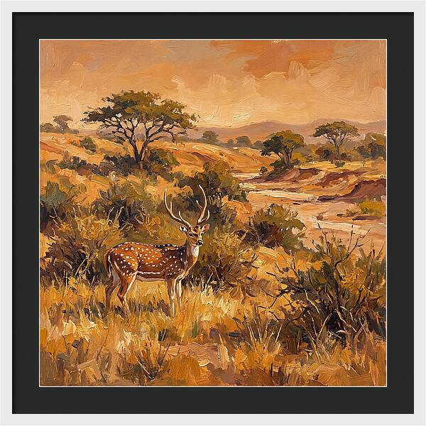 Axis Deer In Golden Landscape