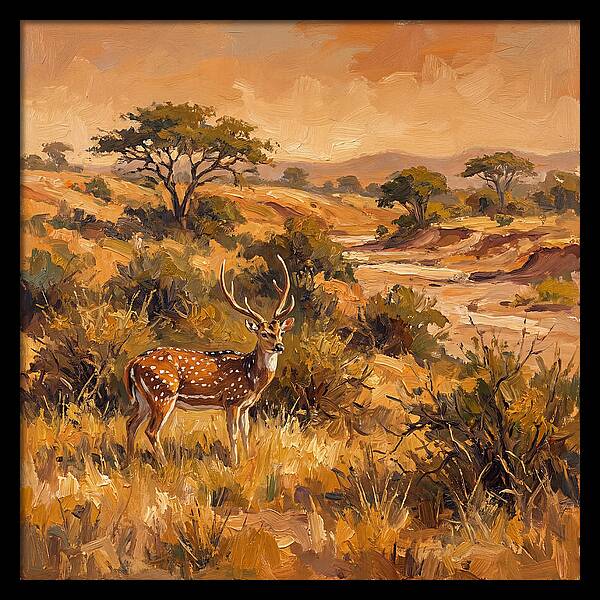 Axis Deer In Golden Landscape