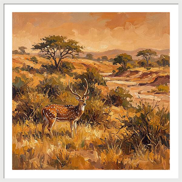 Axis Deer In Golden Landscape