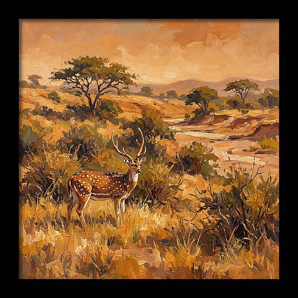 Axis Deer In Golden Landscape