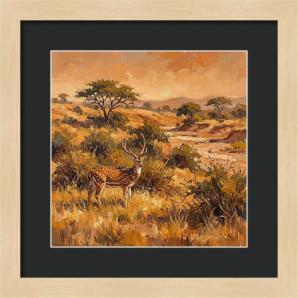 Axis Deer In Golden Landscape