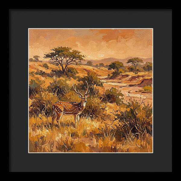 Axis Deer In Golden Landscape