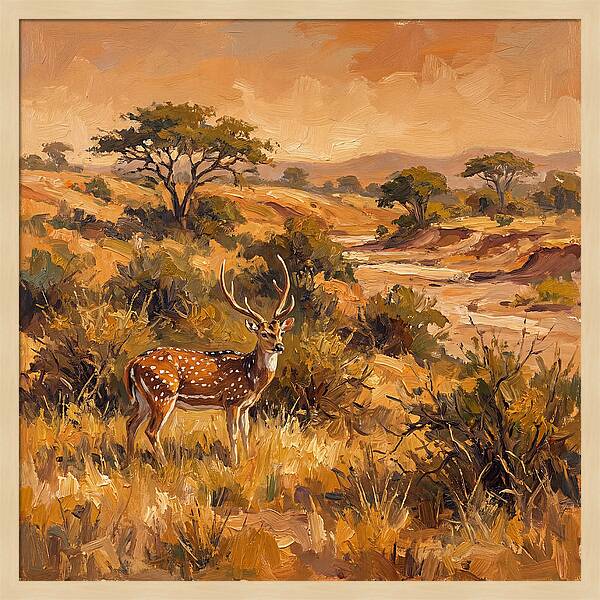 Axis Deer In Golden Landscape