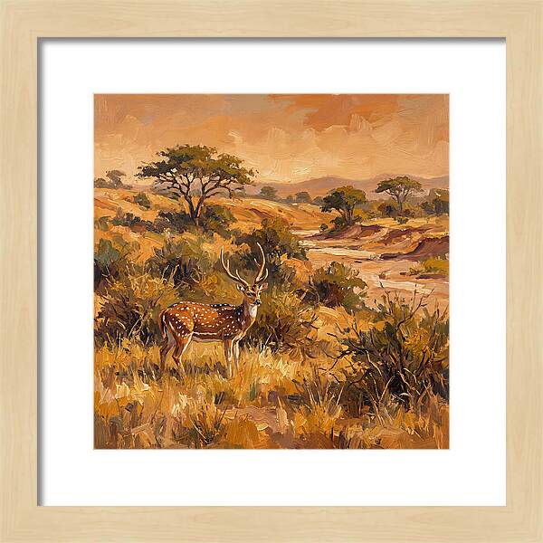Axis Deer In Golden Landscape