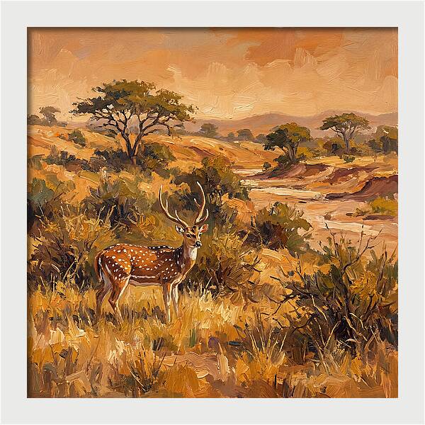 Axis Deer In Golden Landscape