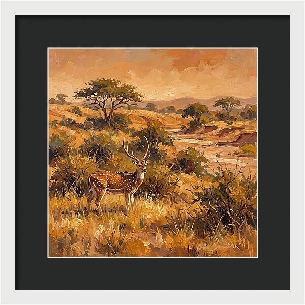 Axis Deer In Golden Landscape