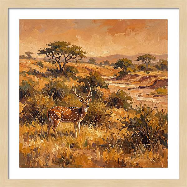 Axis Deer In Golden Landscape