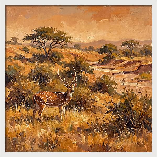 Axis Deer In Golden Landscape
