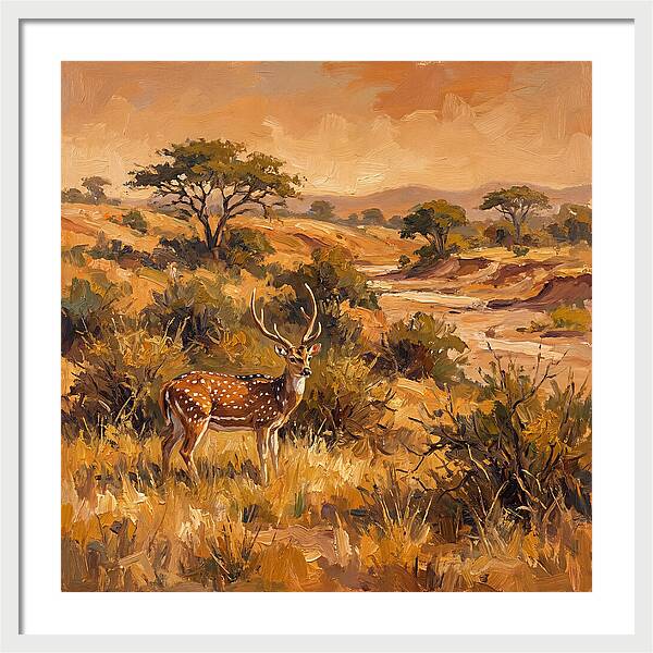 Axis Deer In Golden Landscape