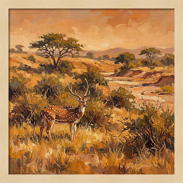Axis Deer In Golden Landscape