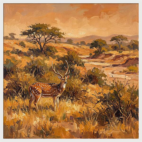 Axis Deer In Golden Landscape