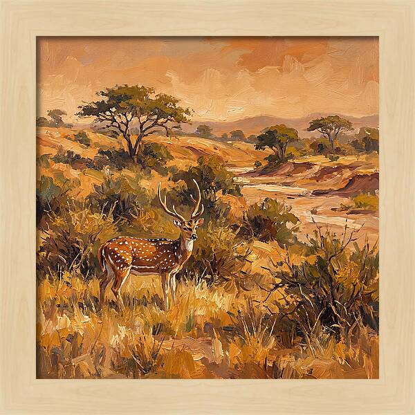 Axis Deer In Golden Landscape