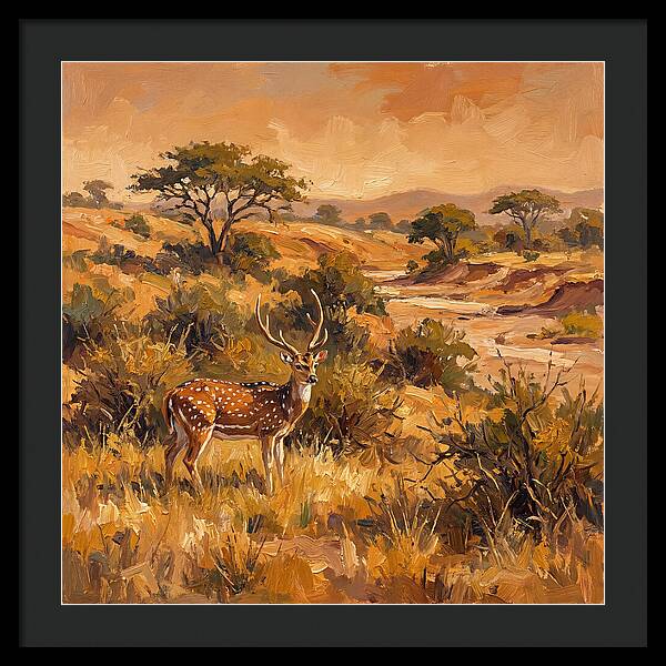 Axis Deer In Golden Landscape