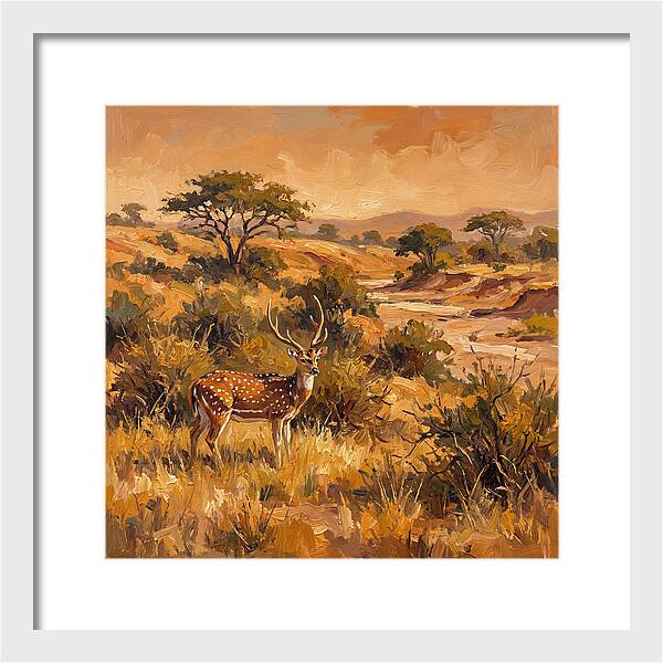 Axis Deer In Golden Landscape