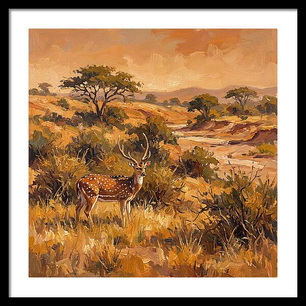 Axis Deer In Golden Landscape