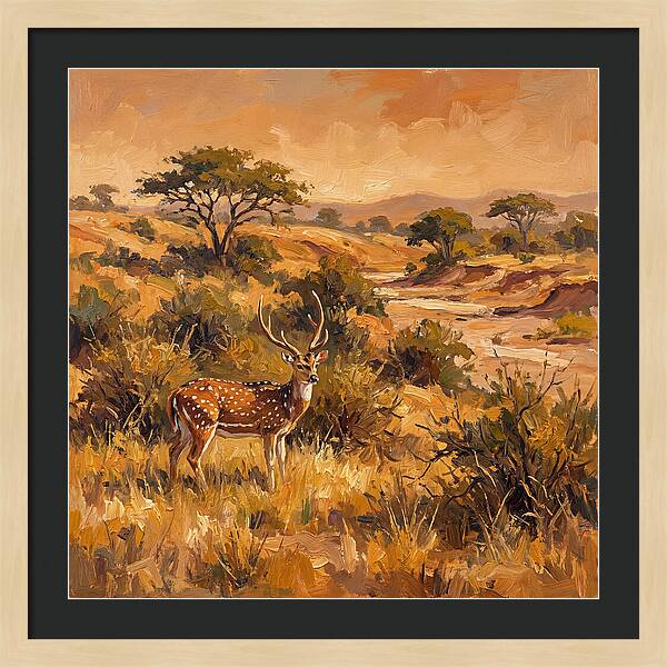 Axis Deer In Golden Landscape