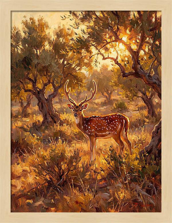 Axis Deer In Golden Light