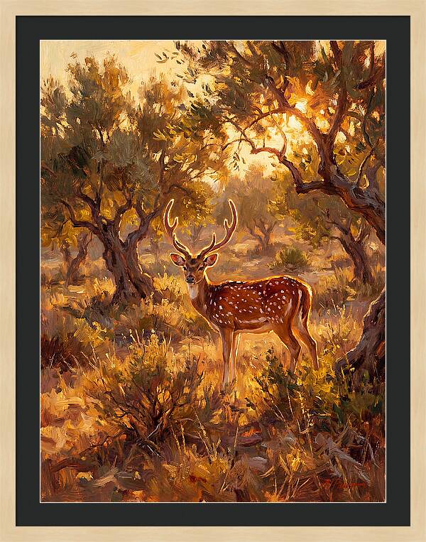 Axis Deer In Golden Light