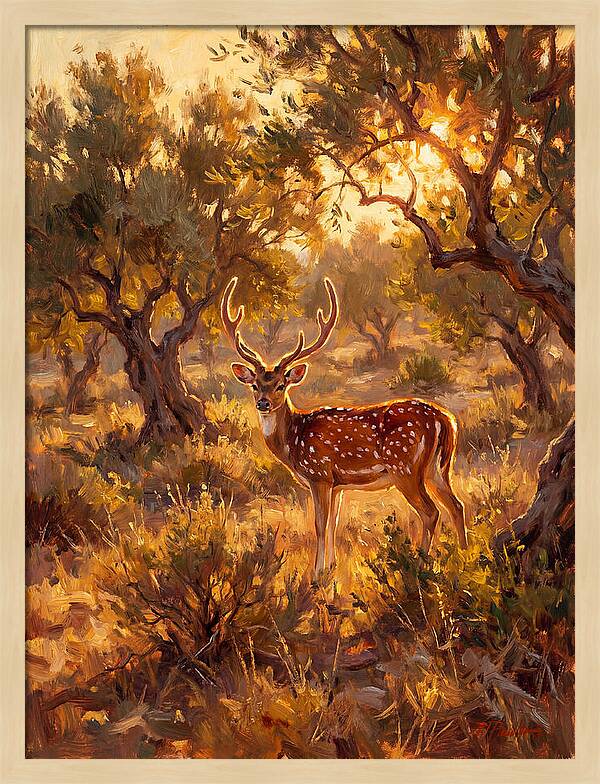 Axis Deer In Golden Light