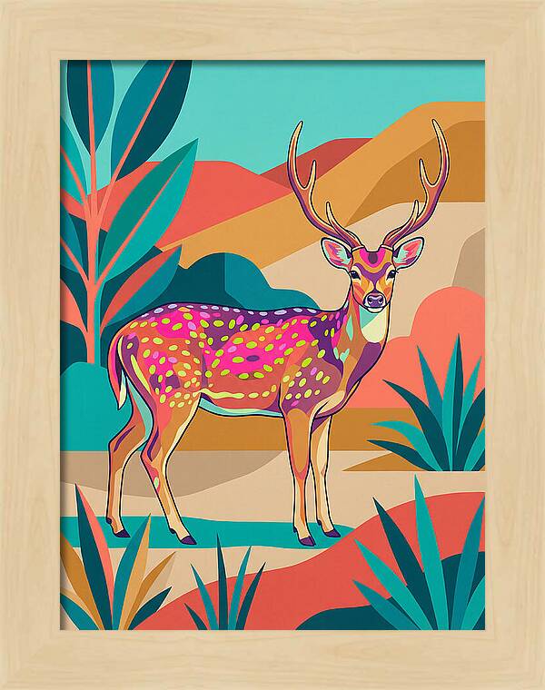 Axis Deer In Vibrant Landscape