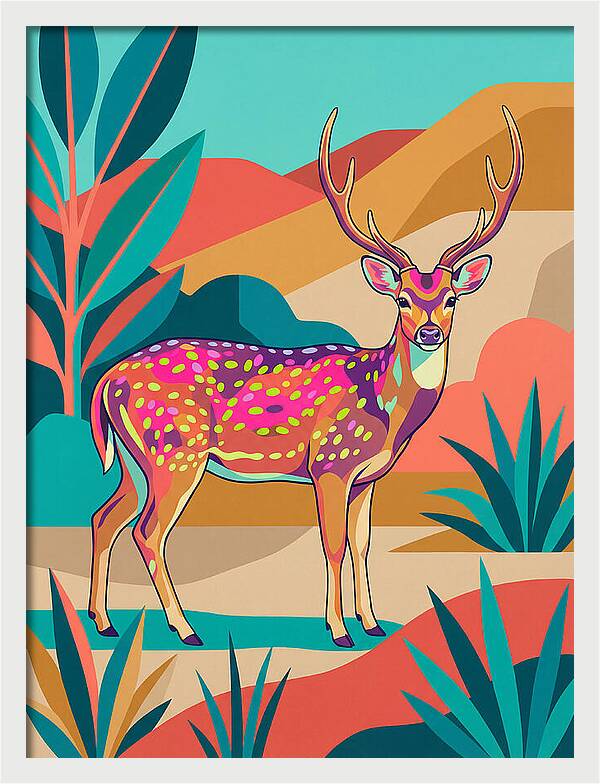 Axis Deer In Vibrant Landscape