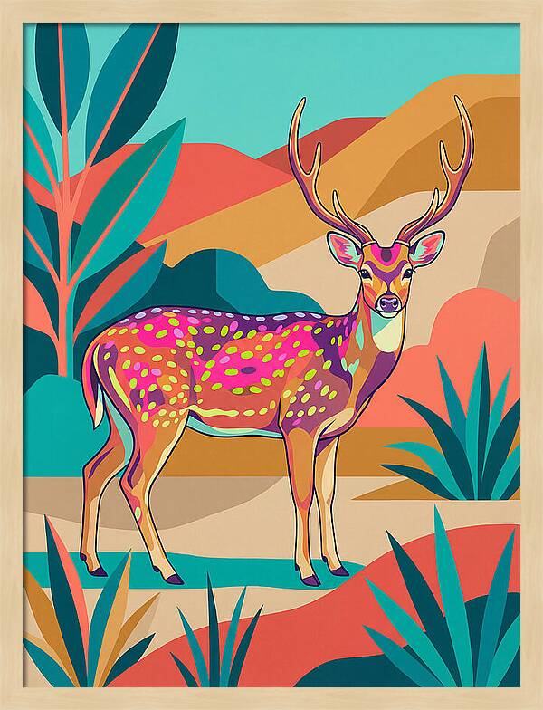 Axis Deer In Vibrant Landscape