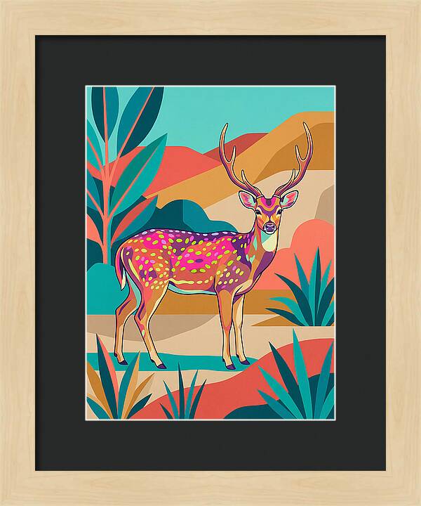 Axis Deer In Vibrant Landscape