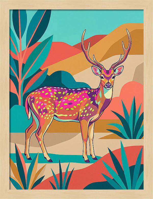 Axis Deer In Vibrant Landscape