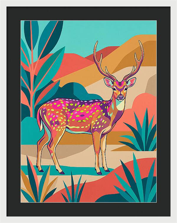 Axis Deer In Vibrant Landscape