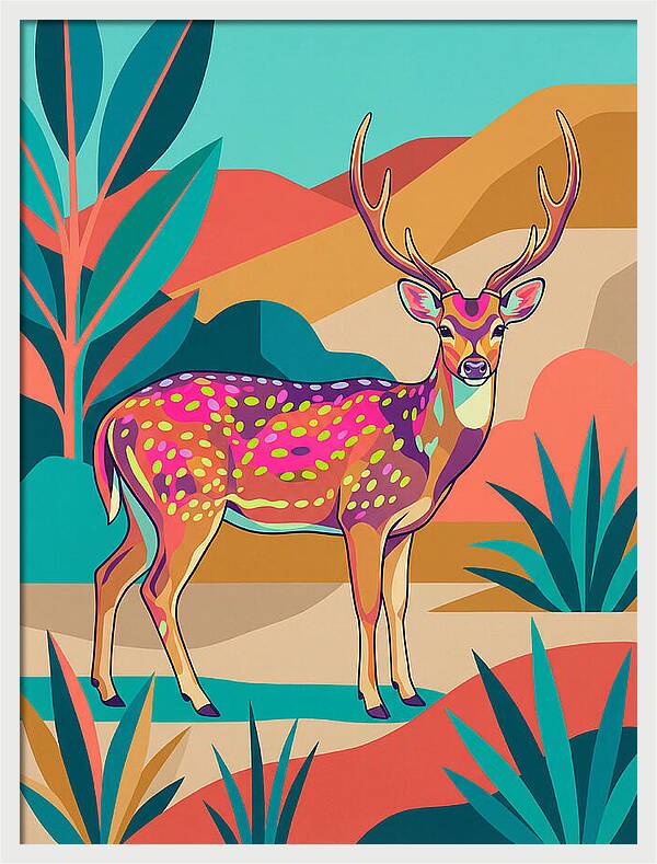 Axis Deer In Vibrant Landscape
