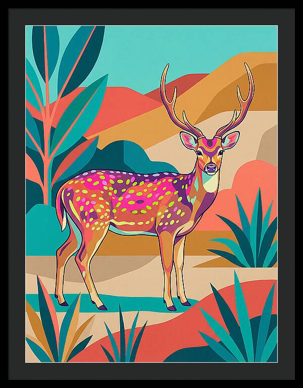 Axis Deer In Vibrant Landscape