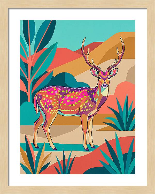 Axis Deer In Vibrant Landscape