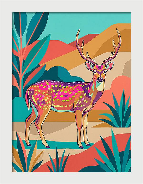 Axis Deer In Vibrant Landscape