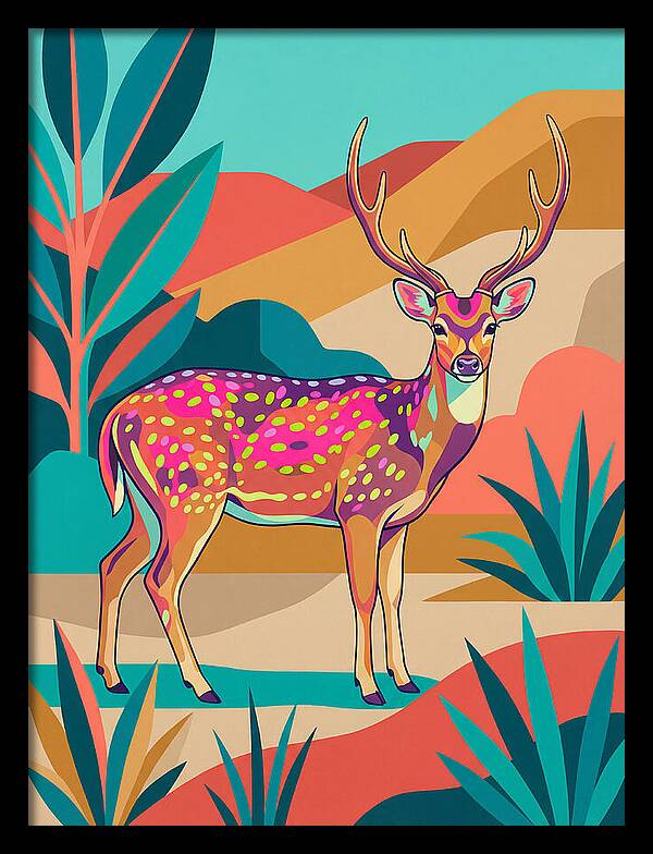 Axis Deer In Vibrant Landscape
