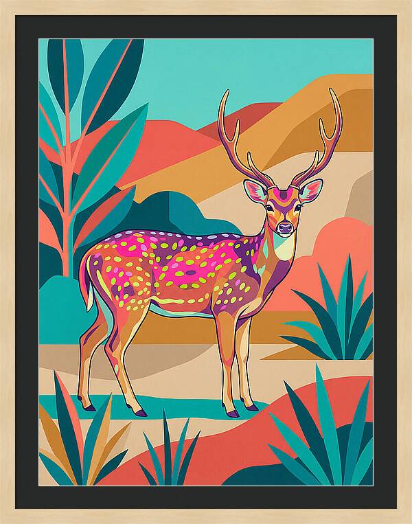 Axis Deer In Vibrant Landscape