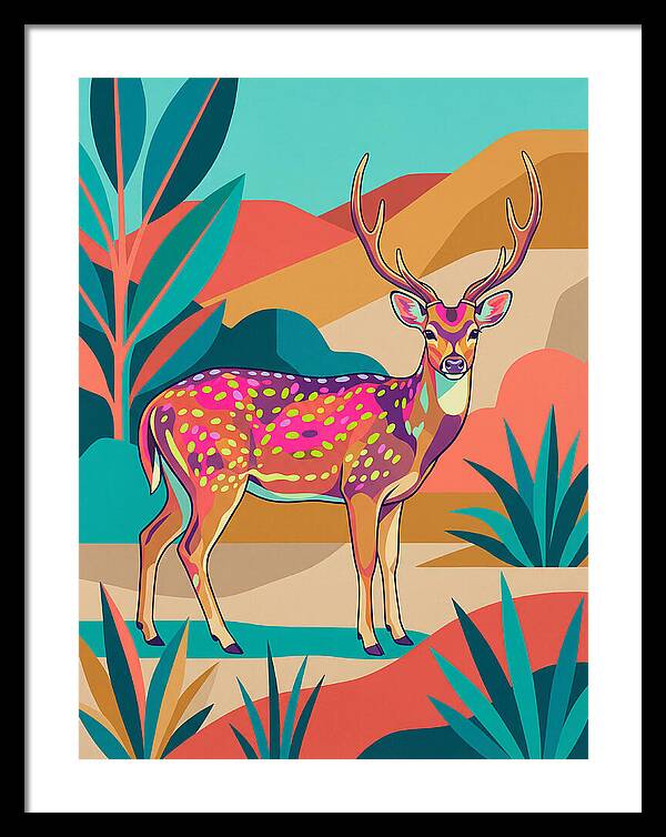 Axis Deer In Vibrant Landscape